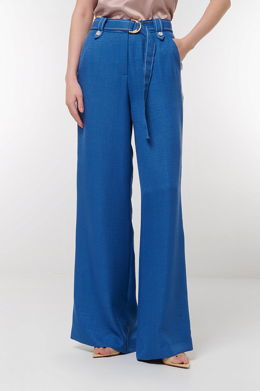 Брюки с контрастной строчкой Цвет Синий