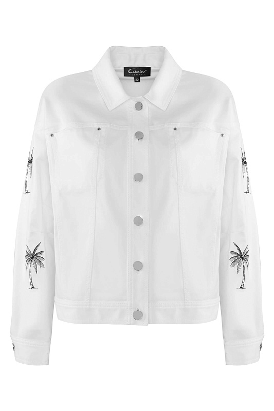 Куртка из денима с контрастной строчкой Цвет Белый