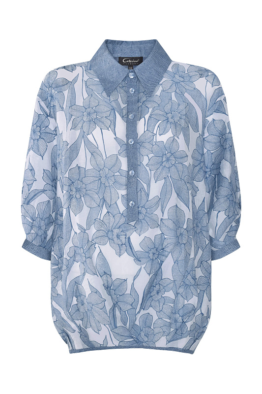 Блузка с цветочным принтом Цвет Голубой