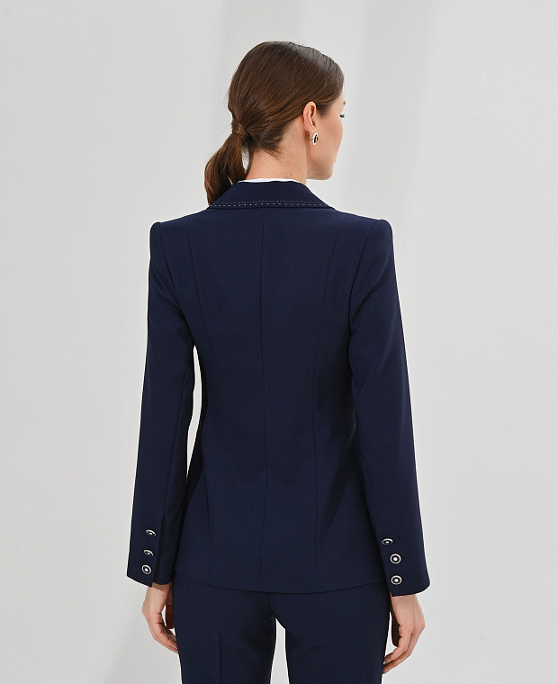 Приталенный пиджак с декоративной отстрочкой Цвет Синий Изображение 2