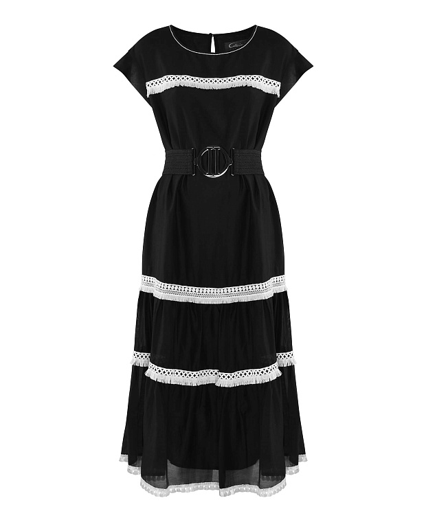 Платье с коротким рукавом Цвет Черно-белый