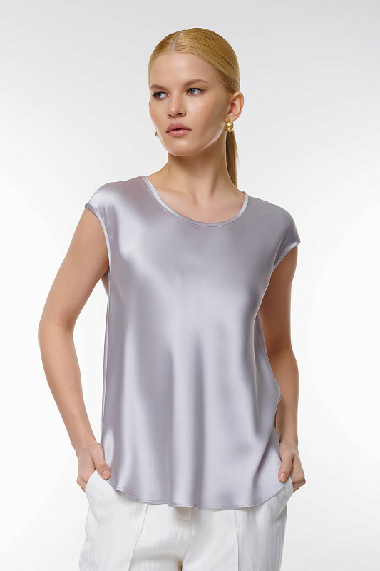 Топ из атласа Цвет Серый