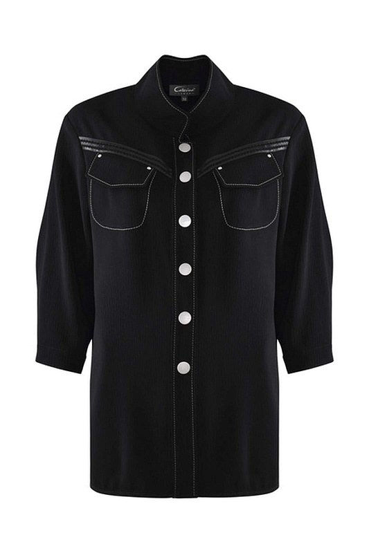 Рубашка из поливискозы с укороченным рукавом Цвет Черный