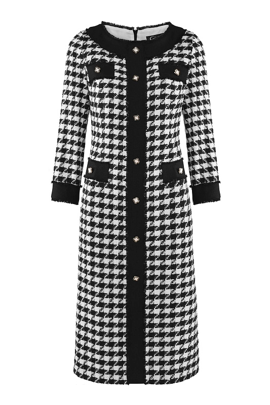 Фактурное платье с декоративной фурнитурой Цвет Черно-белый